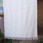 White Linen Curtain Panel With Fringe Japanese Panel Window Etsy