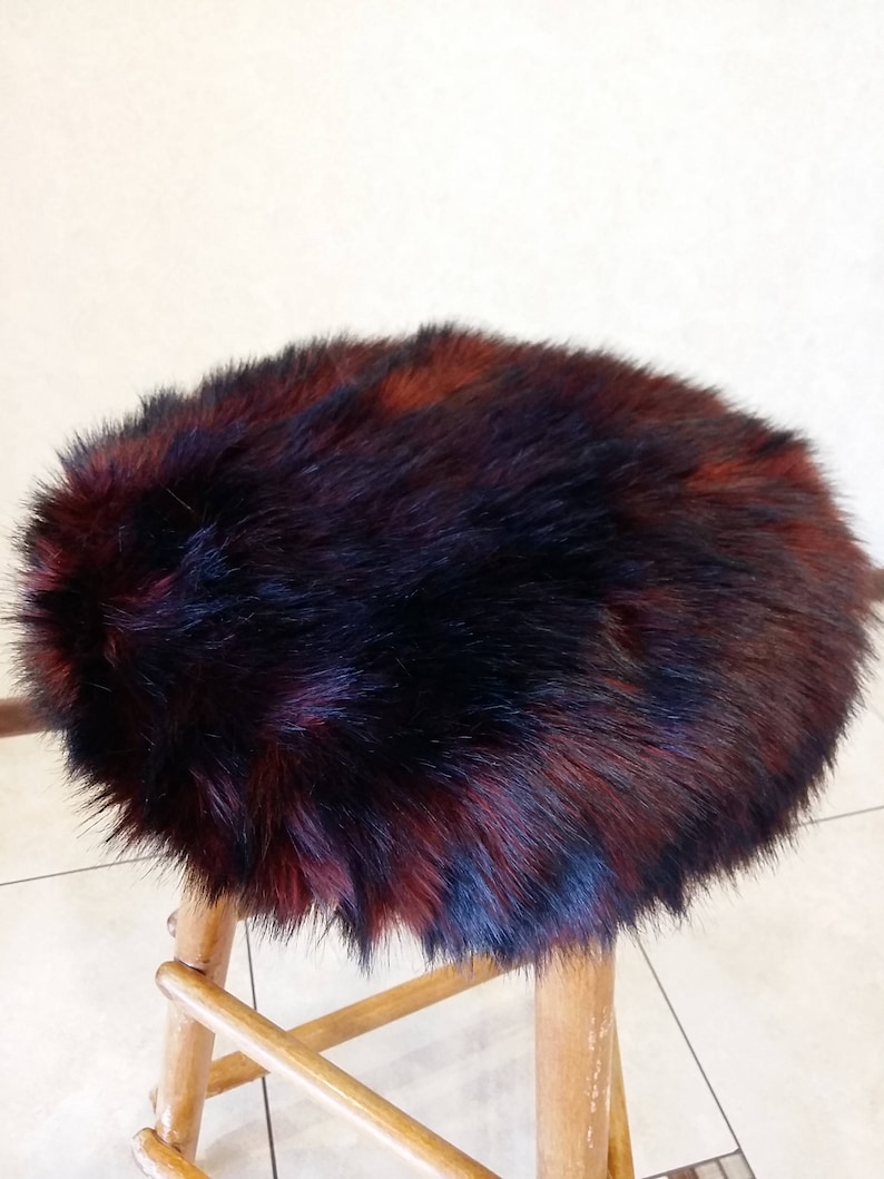 Bar stool slipcovers. Faux fur ottoman cover. Faux fur round Etsy