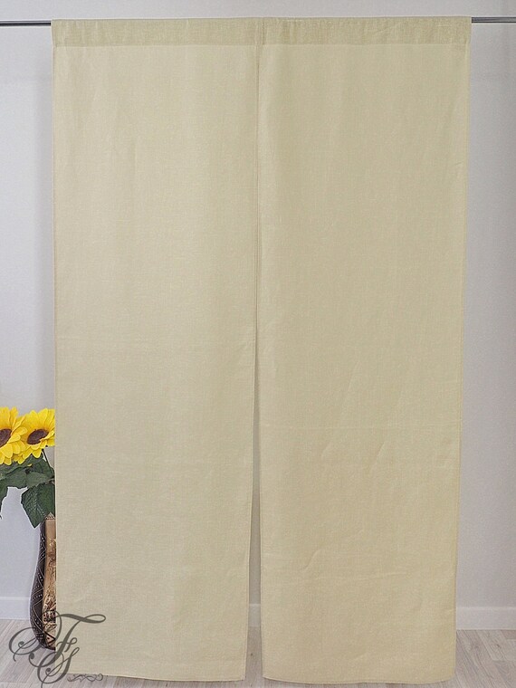 Beige Doorway Linen Curtain Japanese Noren Door Linen Panel Etsy
