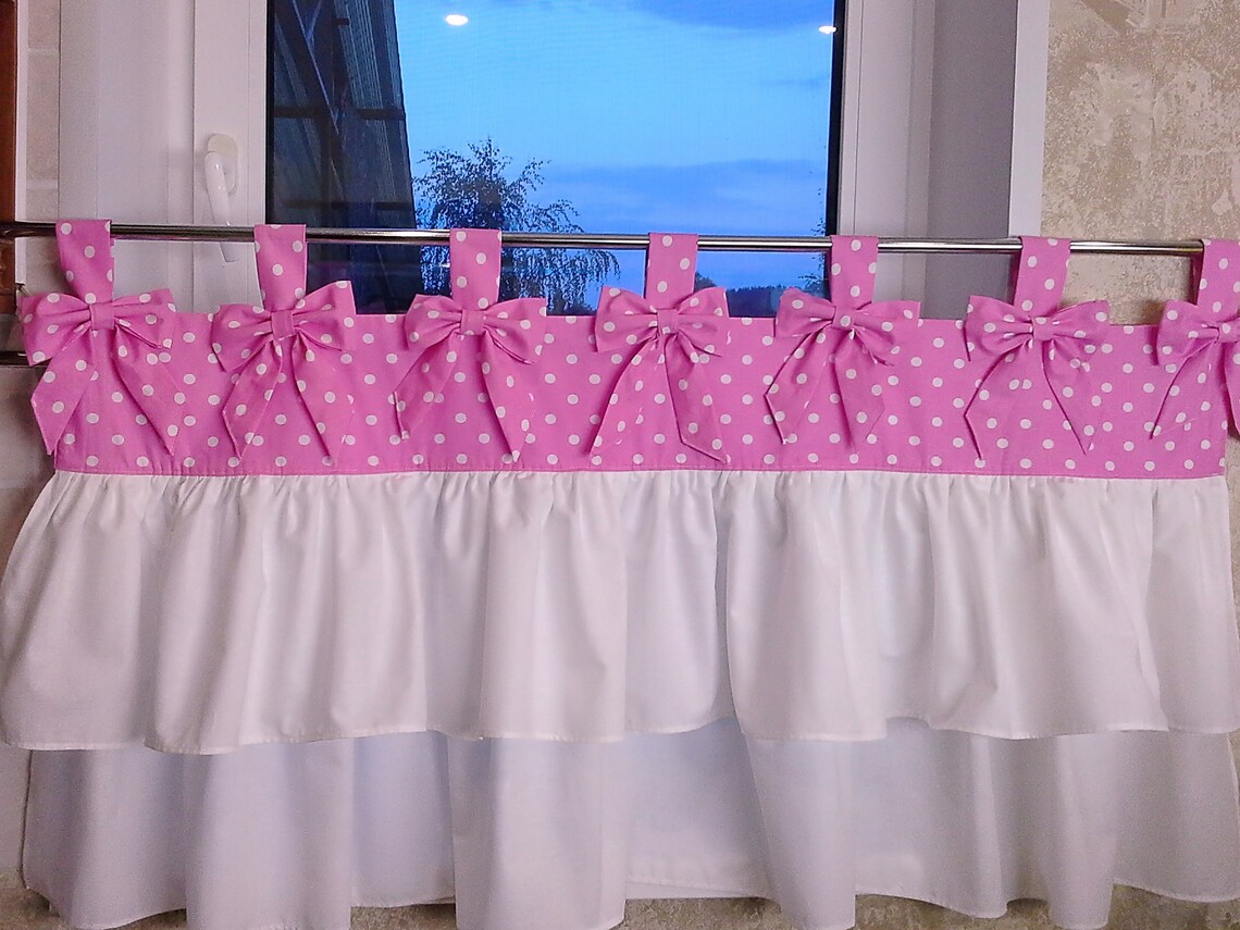 Kitchen curtains Tab Top. Farmhouse curtain in beige and white Etsy