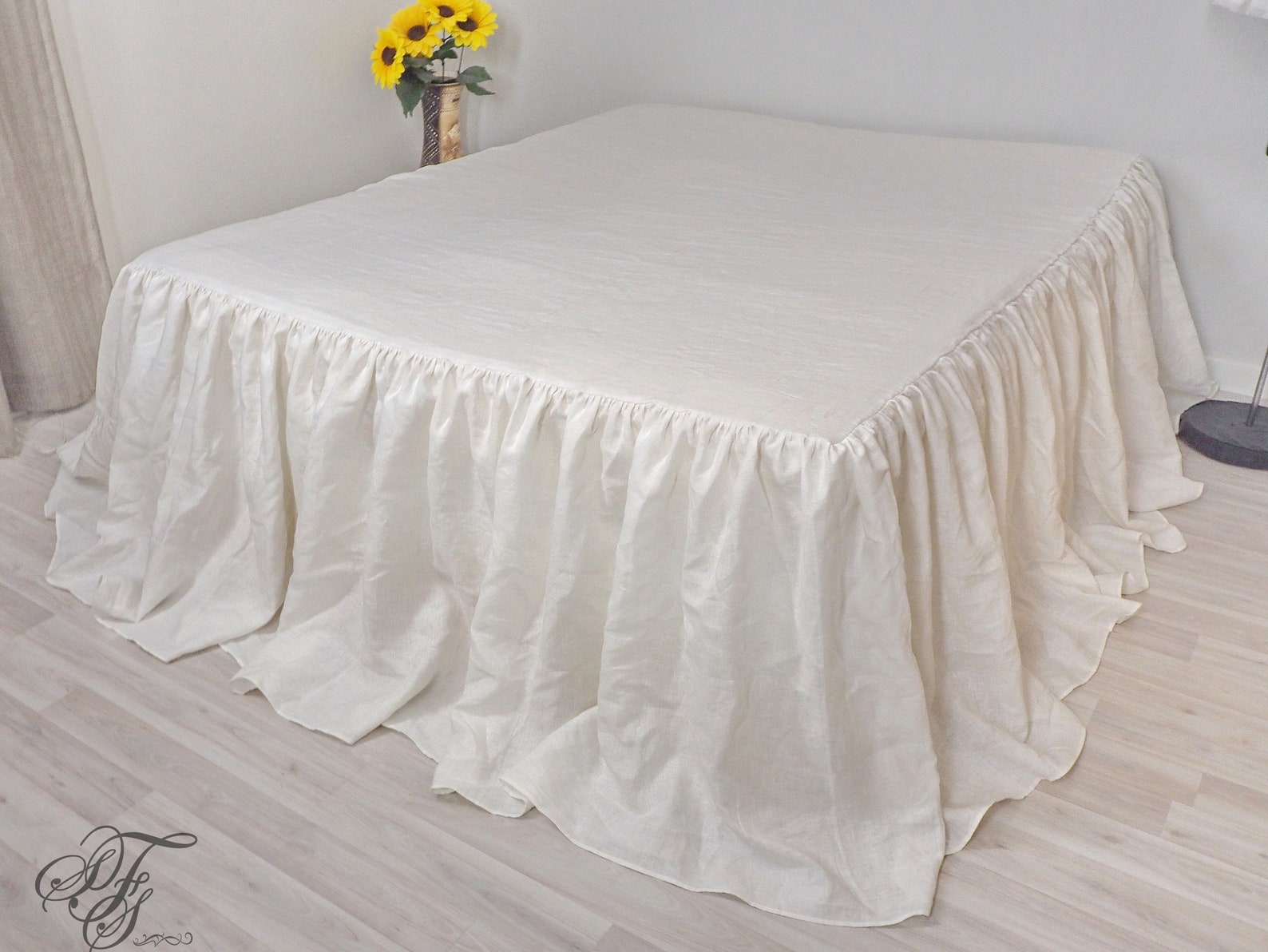Linen bed skirt Ruffle Bedskirt Bed valance Bed Skirts Dust Etsy