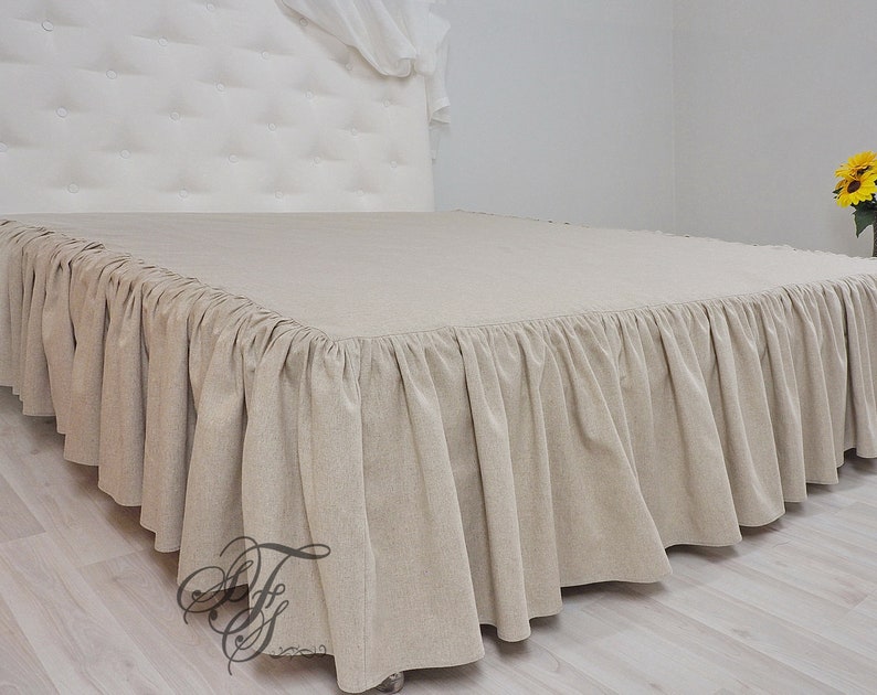 Linen Dust Ruffle Bed Skirt.Linen Bed valance.Various Etsy