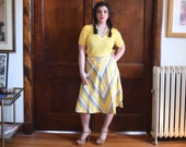 Yellow Dress Chevron Dress A Line Skirt 60s Dress Size Large Dress L Size 14 Dress NWT Vintage Dress NOS Sweater Top Mod Dress
