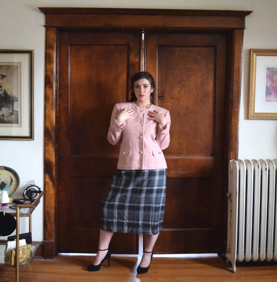 80s Blazer | Dusty Pink Blazer | Knit Blazer | Pla