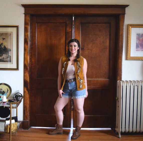 Leather Vest | Brown Vest | Suede Vest | Tassel Ve