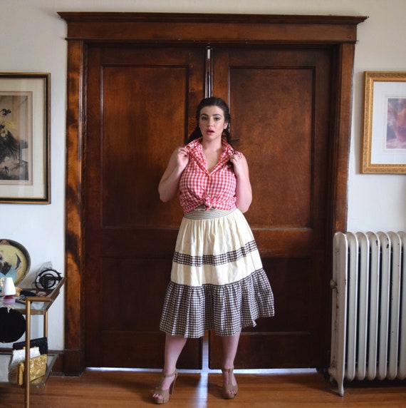 Checkered Skirt | 70s Skirt | Cotton Skirt | Tiere