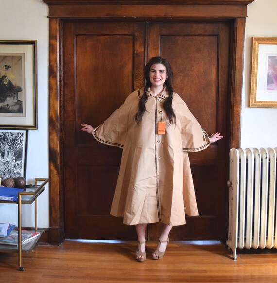 Beige Swing Coat | 60s Jacket | Tan Raincoat with