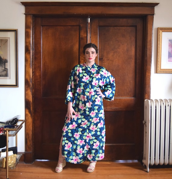 Blue Robe | Floral Robe | Zipper Up Robe | Plus Si