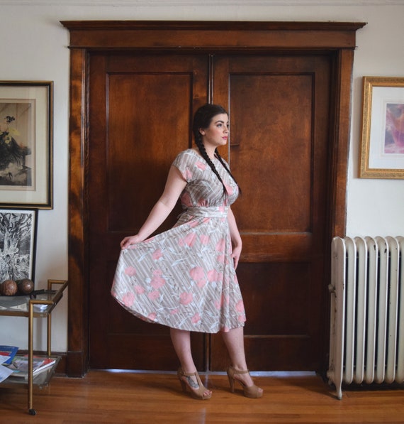 70s Dress Peach Dress Plus Size Dress Wedding Guest Etsy