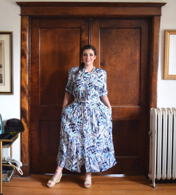80s Dress | Blue Dress | Passport Dress | Traveler
