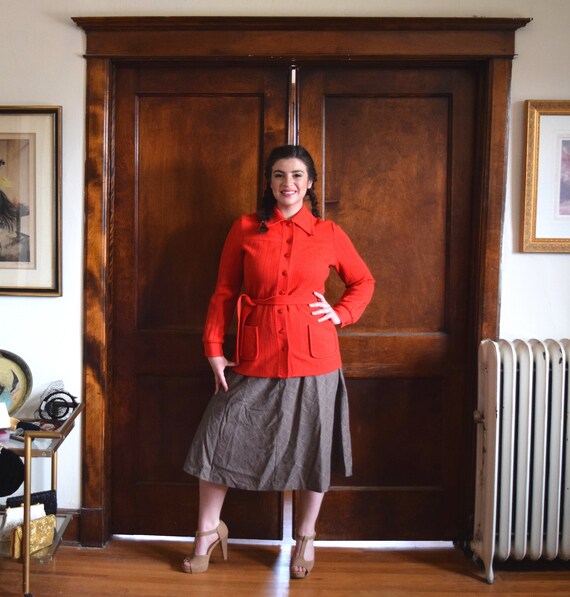 Orange Cardigan | Red Cardigan | Mod Cardigan | Kn