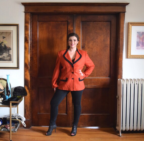 Pumpkin Orange Blazer | 80s Blazer | Fitted Blazer