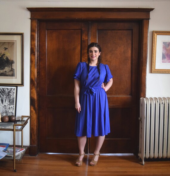 70s Dress | Royal Purple Dress | Plus Size Dress |