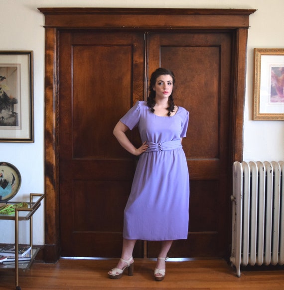 Lavender Purple Dress | 70s Dress | Chiffon Dress