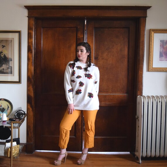 80s Sweater | Fall Sweater | Leaf Sweater | Thanks
