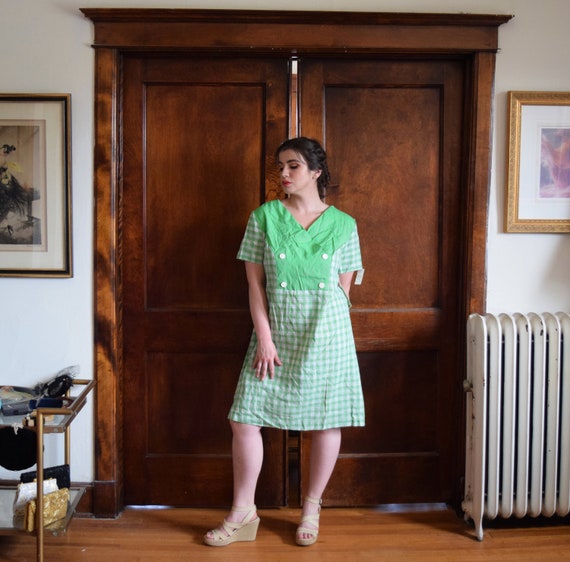 Green Dress | 60s Dress | Checkered Dress | Mod Dr