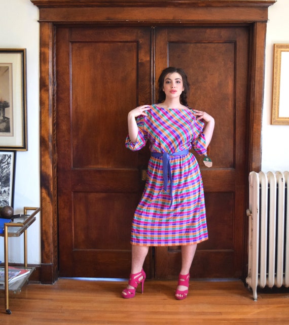 Pink Dress | 70s Dress | Striped Dress | Rainbow D