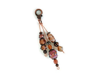 Sparkly Mauve and Copper Purse Charm/Keychain
