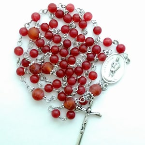 Dark Orange Carnelian Gemstone St Florian Rosary &quot;Burning Embers&quot;
