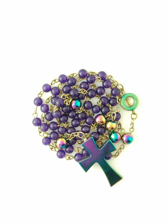 Purple Gemstone Gold Rosary mesmerizing 