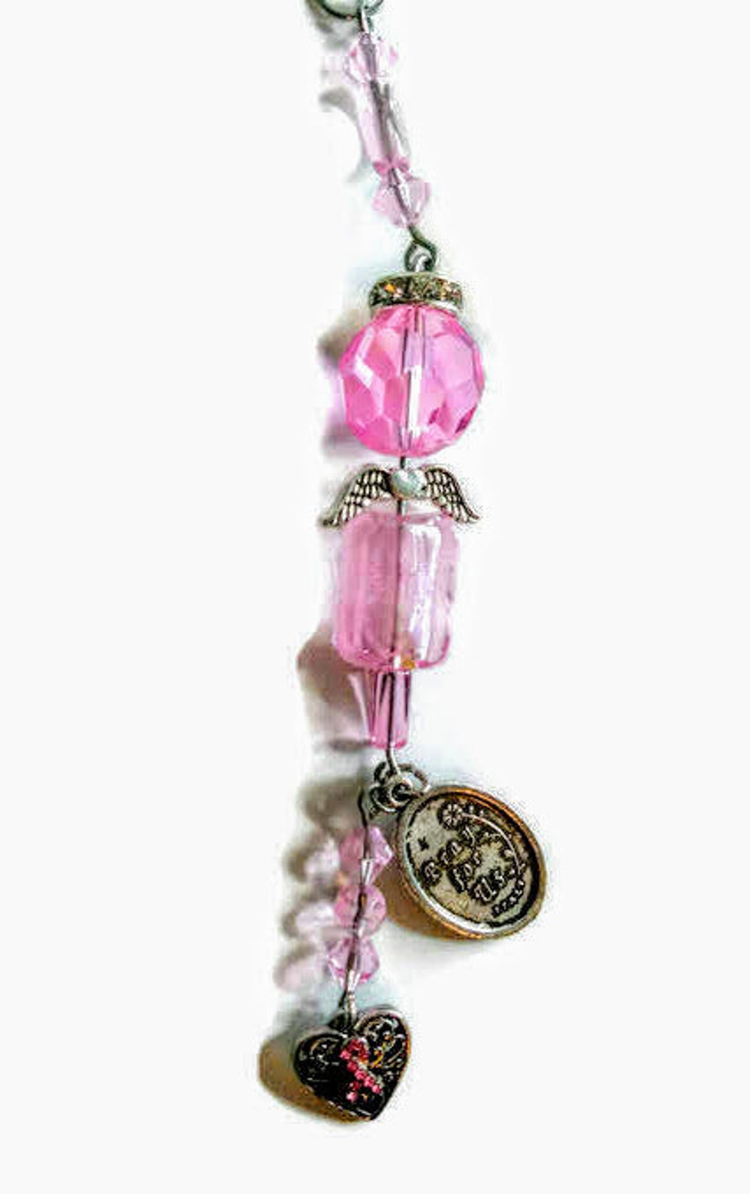 Pink Crystal Angel Breast Cancer Rearview Mirror Charm Etsy
