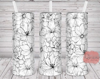 Floral Seamless PNG for 20oz or 22oz Taperless Skinny Tumbler