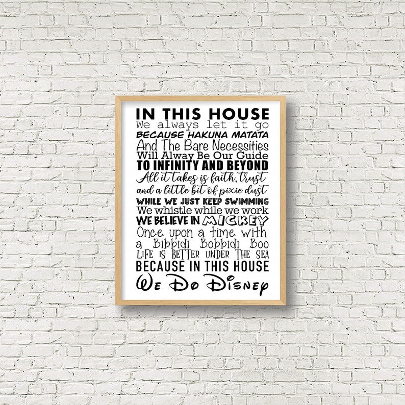 In This House We Do Disney Wall Decor Digital Print JPG Etsy UK