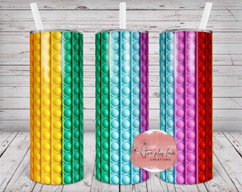 Rainbow Pop It Fidget Toy PNG for 20oz or 22oz Taperless Skinny Tumbler