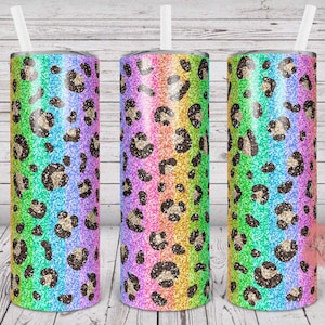 Lisa Leopard Glitter PNG for 20 and 22oz Taperless Skinny Tumbler