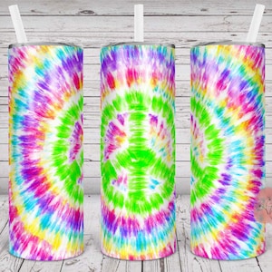Signo de la paz Tie Dye White background PNG para 20oz Taperless Skinny Tumbler