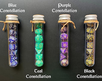 DnD 7 Dice Set in Potion Flask, Constellations D&D Polyhedral Dice Set, Dungeons and Dragons Dice, Rpg Gamer Gift, Board Game Dice Set