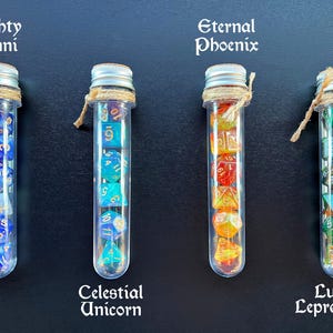 DnD 7 Dice Set in Potion Flask, Wish Granters D&D Polyhedral Dice Set, Dungeons and Dragons Dice, Rpg Gamer Gift Fantasy Board Game Dice Set