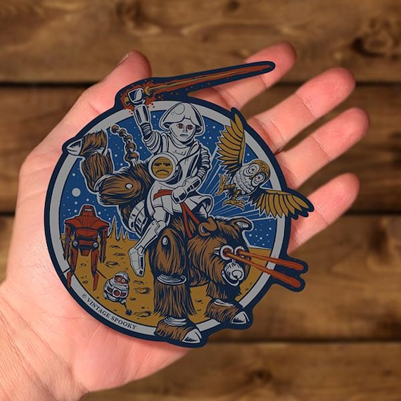 Nerd Wars Sci-Fi Vinyl Sticker – Star Wars Parody with Twiki, Bubo, Daggett & Maximillian – 5.5" x 5" Weatherproof Die Cut