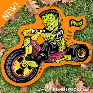 Franky Big Wheel Vintage Style Halloween Die Cut Decoration