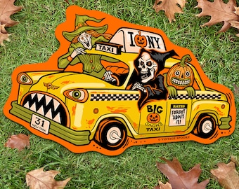 Creepy Cab Halloween Die Cut Decoration