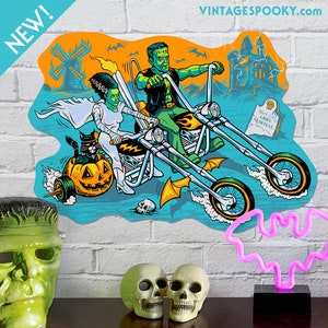 Chopper Steins Vintage Style Halloween Die Cut Decoration