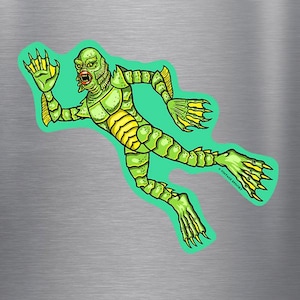 Creature From the Black Lagoon Die Cut Magnet – 5.5" Wide Classic Horror Monster – Vintage Spooky Decor
