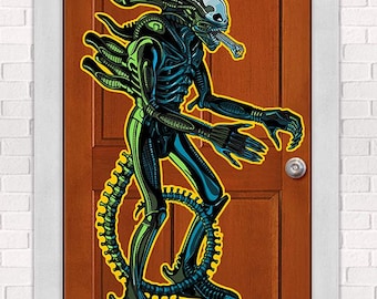 Xenomorph Alien Jointed Cutout Decoration – 3 Foot Tall Fully Posable Monster – Retro Sci-Fi Horror Decor - Retro Creepy Home Decor