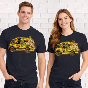 Camiseta Spook Bus – Autobús embrujado de Halloween – Unisex, negra, manga corta, 100 % algodón suave – Serigrafía profesional imagen 4