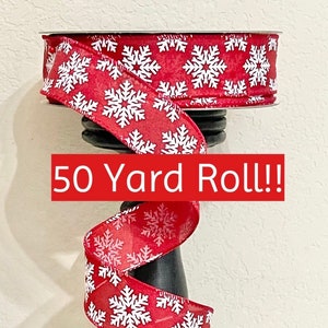 Costco Christmas Ribbon , Snowman Winter Ribbon, Red and White Peppermint,  Sams, 50 Yards Ribbon, Wired Ribbon, Gift Bow Idea 