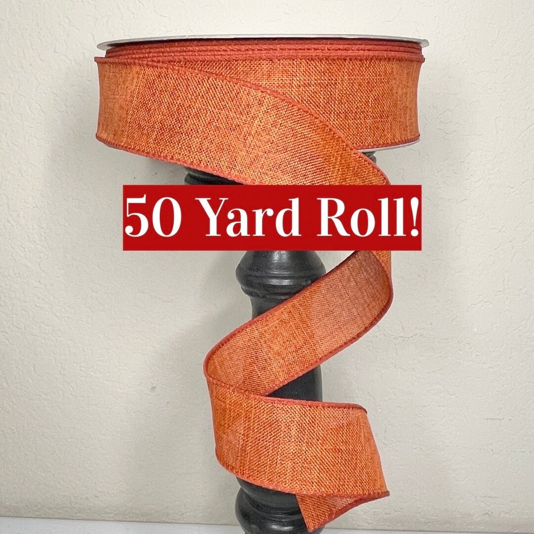 50 Yard Roll Spool - 1.5 Inch Solid Fall Dark Orange With Stitchedtrim ...