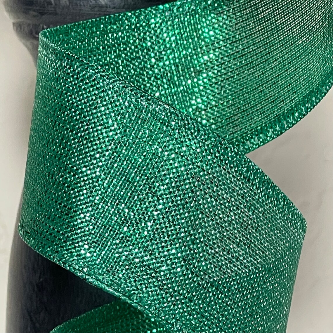 50 Yard Roll Spool - 1.5 Inch Solid Green Shimmery Wired Edged Ribbon ...