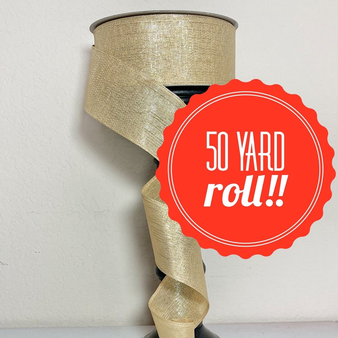 50 Yard Roll Spool - 2.5 Inch Gold Premium Shimmery Christmas Holiday ...