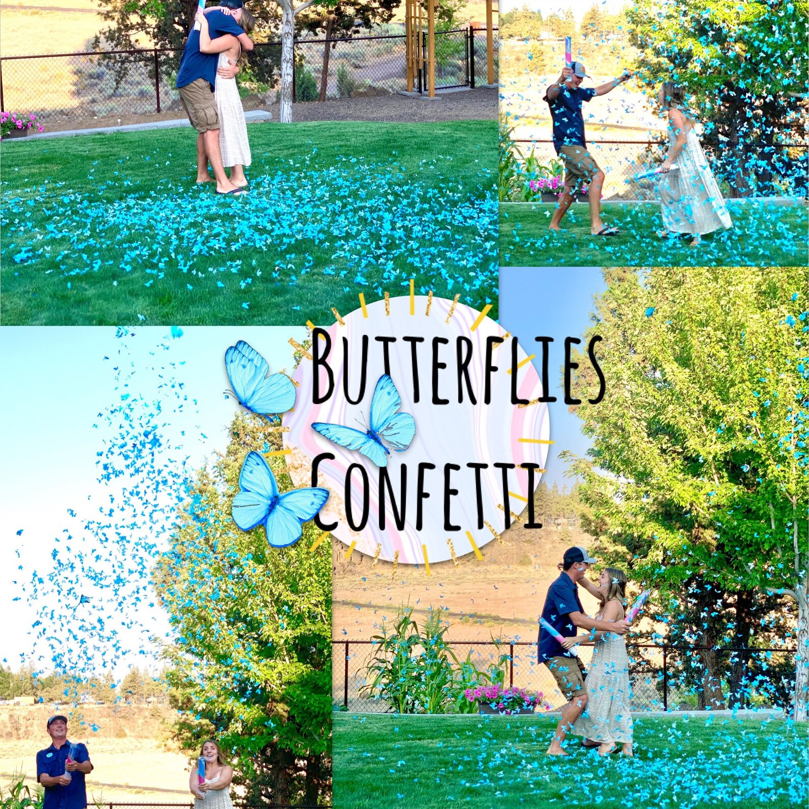 PACK of 6 BUTTERFLY Gender Reveal Biodegradable Confetti Etsy