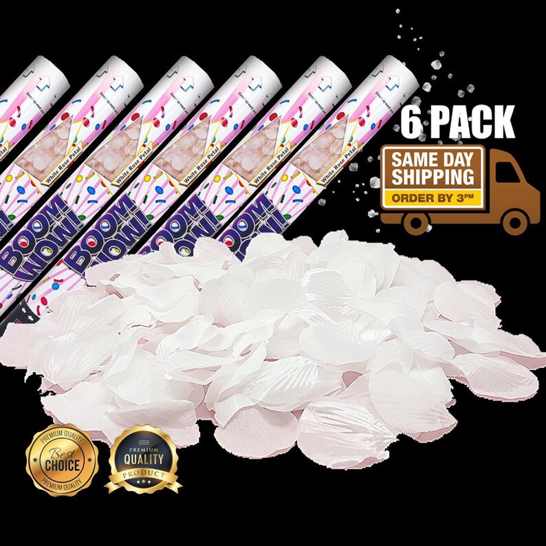 White Rose Petals Confetti Cannons Wedding Confetti Popper Etsy