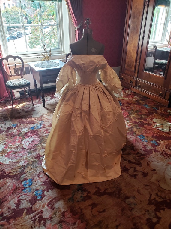 1857 Moire Silk Wedding Gown - Rare