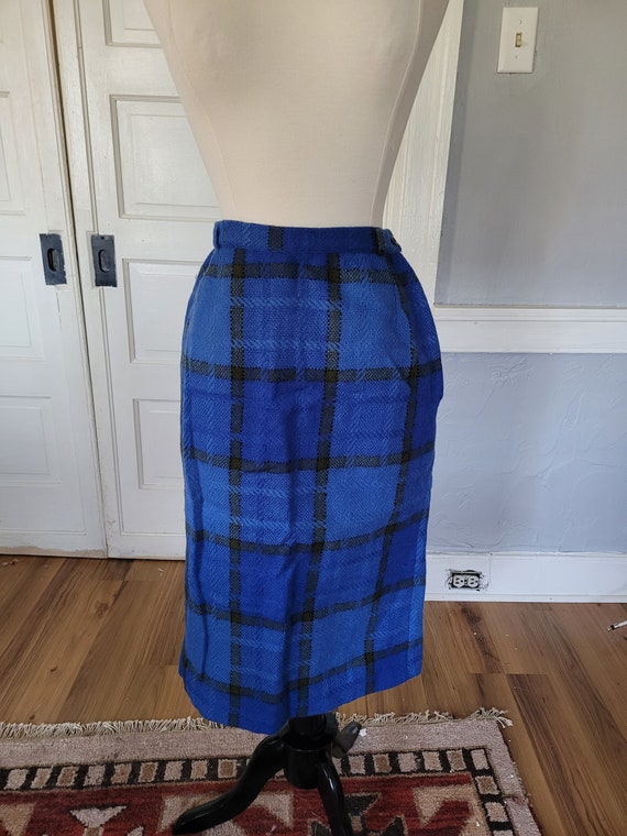 1960s Vintage Bobbie Brooks Electric Blue Plaid P… - image 1