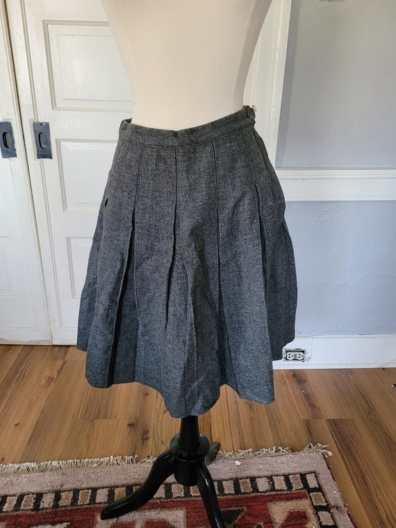 1960s Grey Pleated Wool Skirt