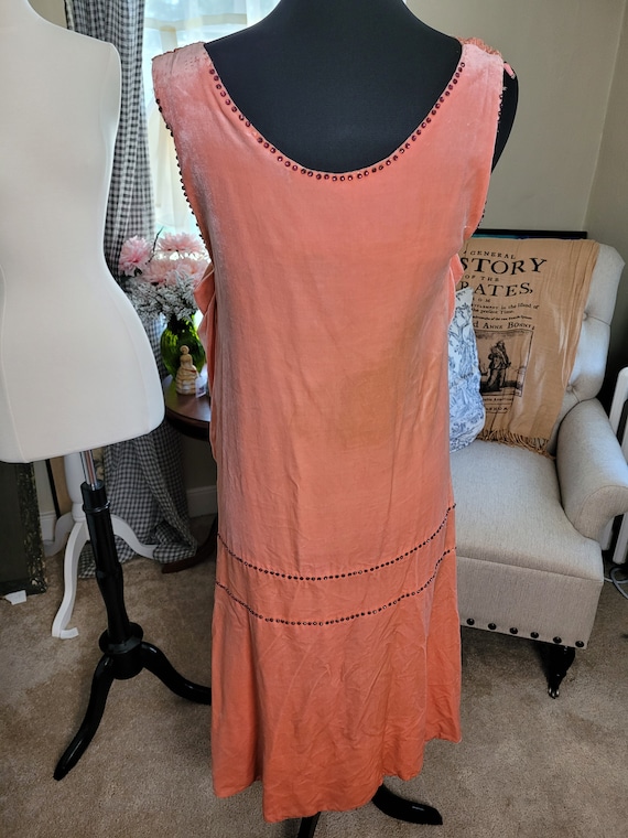 1920s Pink Velvet and Rhinestone Flapper Dress/Pa… - image 3