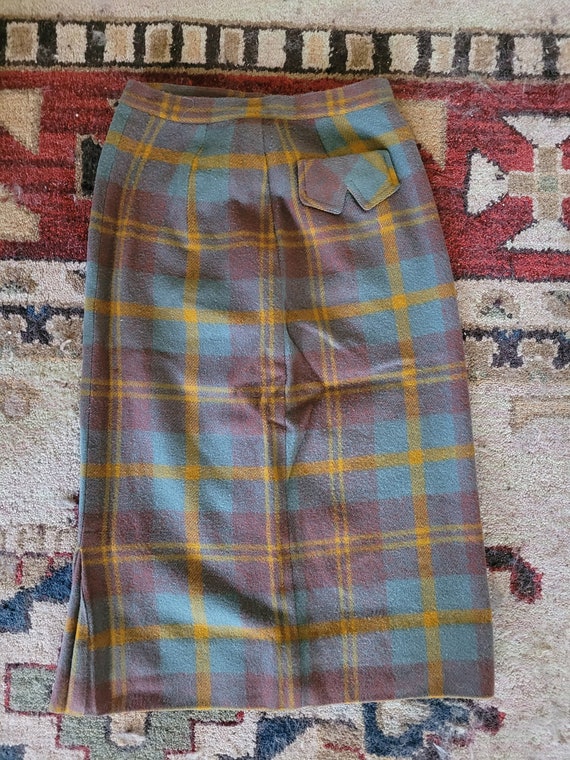 Vintage 1960s Wool Plaid Skirt